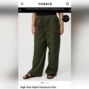 Torrid Green Wide Leg Pants Relaxed Fit